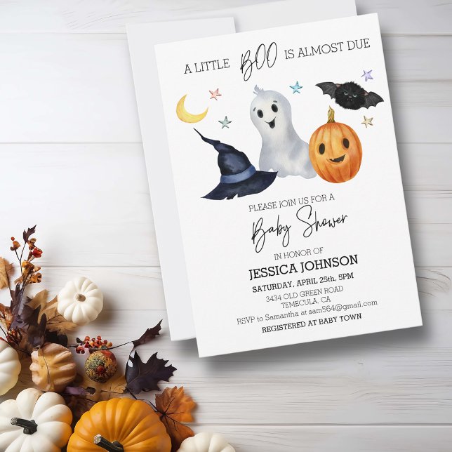 Invitación Halloween Little Boo Watercolor Baby Shower (Subido por el creador)