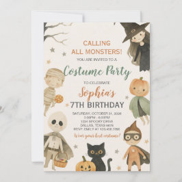 Invitación Halloween llamando a todos los monstruos Cumpleaño