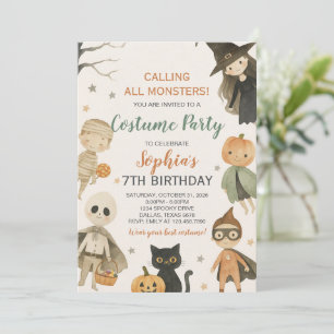 Invitación Halloween llamando a todos los monstruos Cumpleaño