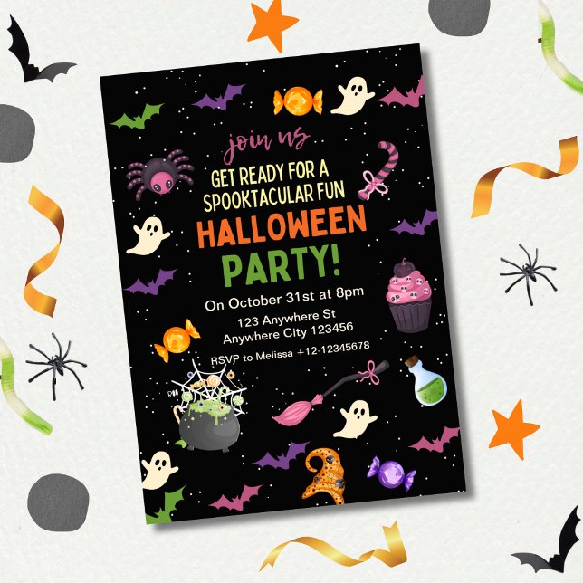 Invitación Halloween mágico místico negro colorido y divertid (Subido por el creador)