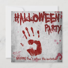 Invitación Halloween manchas sangrientas de huellas dactilare