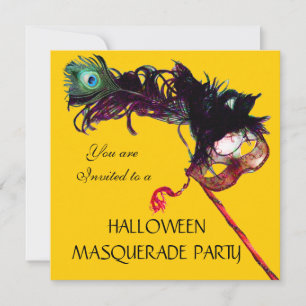 Invitación HALLOWEEN MASQUERADE FIESTA, amarillo negro