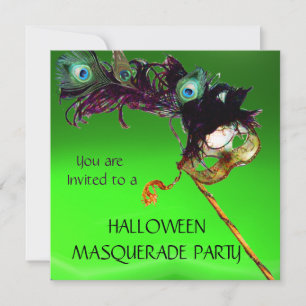 Invitación HALLOWEEN MASQUERADE FIESTA amarillo verde azul ne