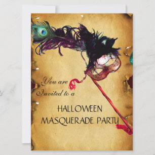 Invitación HALLOWEEN MASQUERADE FIESTA, pergamino