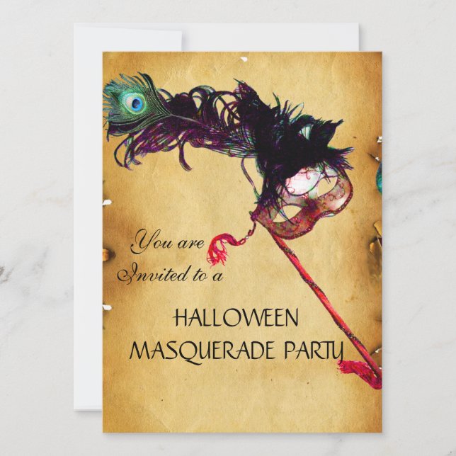 Invitación HALLOWEEN MASQUERADE FIESTA, pergamino (Anverso)