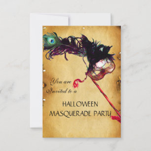 Invitación HALLOWEEN MASQUERADE FIESTA, pergamino rsvp