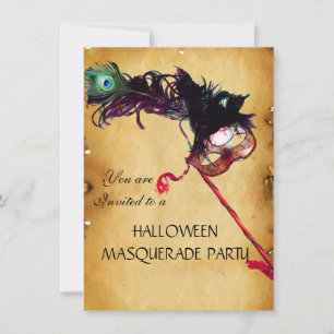 Invitación HALLOWEEN MASQUERADE FIESTA, pergamino rsvp