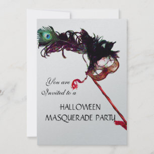 Invitación HALLOWEEN MASQUERADE FIESTA, plata metálica