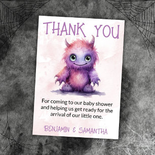 Invitación Halloween Monster Chica Baby Shower Gracias Tarjet