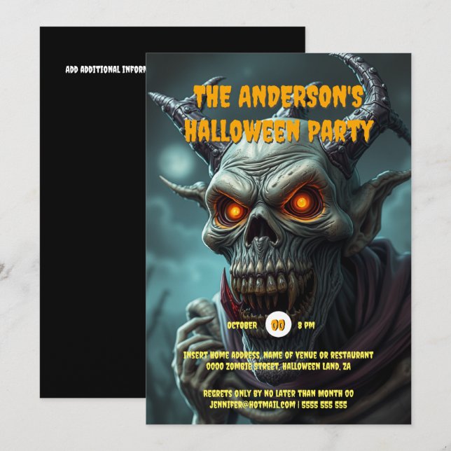 Invitación Halloween monstruo monstruo del folklore adulto (Anverso / Reverso)