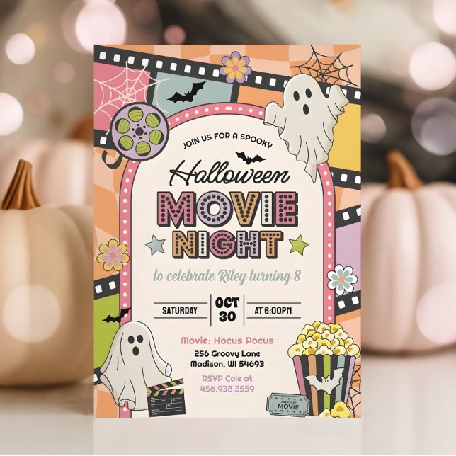 Invitación Halloween Movie Night Girl Birthday Invitation (Subido por el creador)
