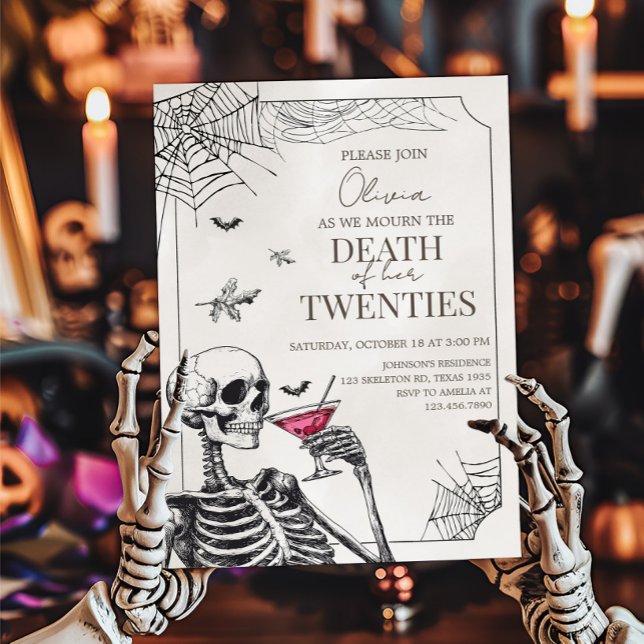 Invitación Halloween: Muerte gótica a mis 20 años cumpleaños (Death of my Twenties Birthday Party Invitation )