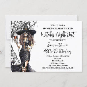 Invitación Halloween muestra a Chicas fuera de fiesta de cump