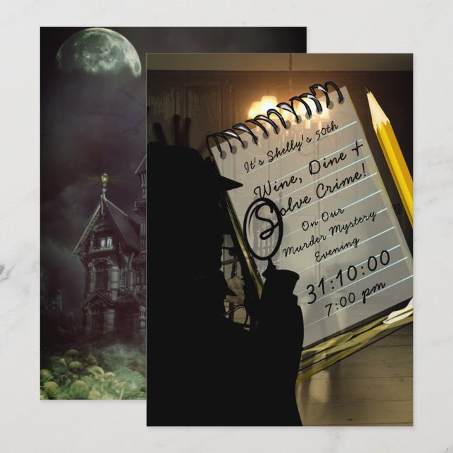 Invitación Halloween Murder Mystery House Spooky Moderno (Anverso / Reverso)