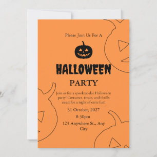 Invitación Halloween Naranja Black Spookkin Bitch