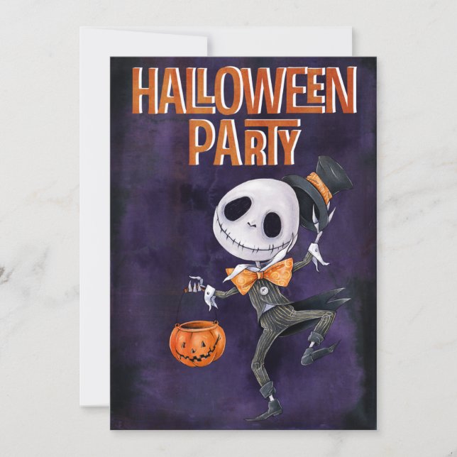 Invitación Halloween, Naranja esquilosado (Anverso)