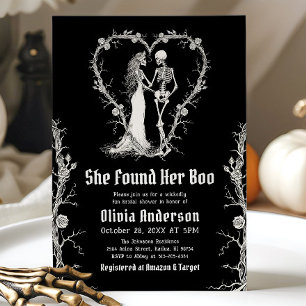 Invitación Halloween negro encontró su ducha de novia