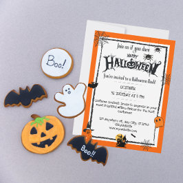 Invitación Halloween negro naranja