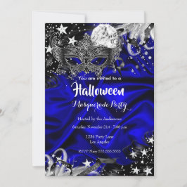 Invitación Halloween noche mágica mascarada Fiesta azul