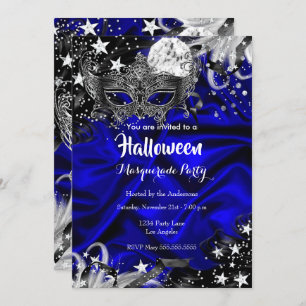 Invitación Halloween noche mágica mascarada Fiesta azul