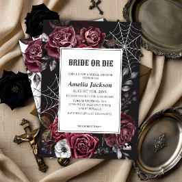 Invitación Halloween novia gótica floral o ducha nupcial
