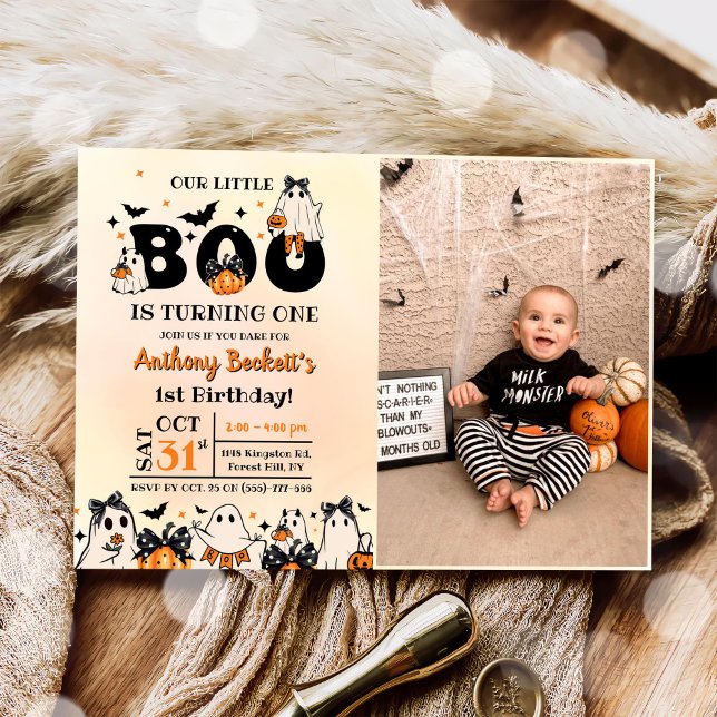 Invitación Halloween Nuestro Pequeño Boo Primer Fiesta de cum (Subido por el creador)