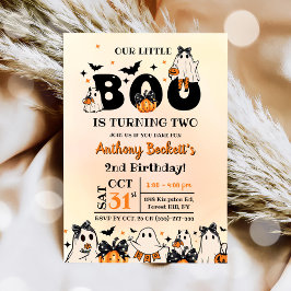 Invitación Halloween Nuestro pequeño Boo Segundo Fiesta de cu