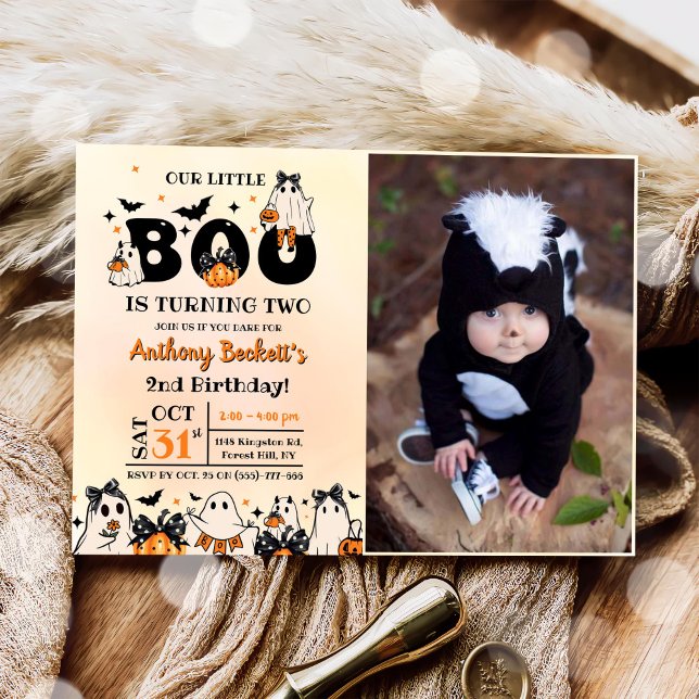 Invitación Halloween Nuestro pequeño Boo Segundo Fiesta de cu (Subido por el creador)