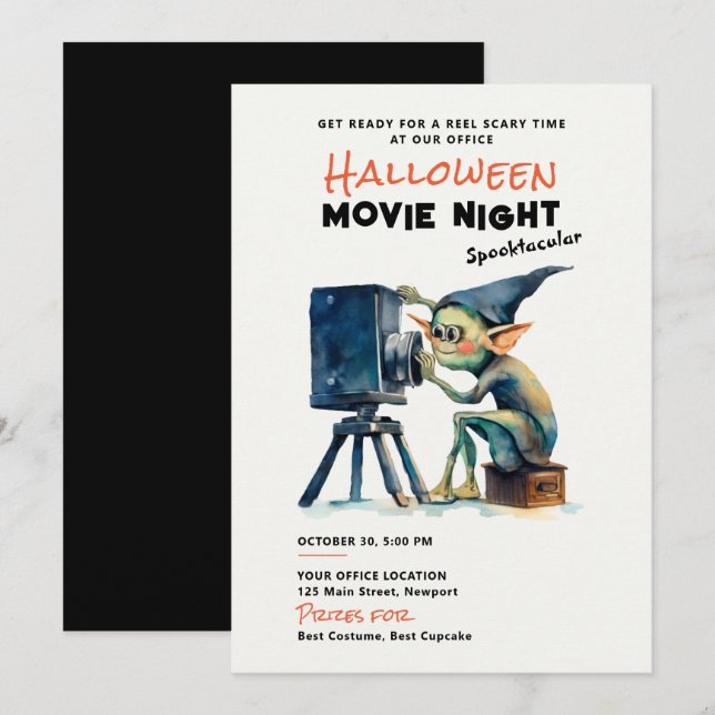 Invitación Halloween Office Fiesta Business Movie Gremlin (Anverso / Reverso)