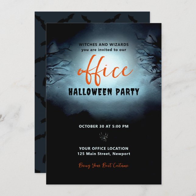 Invitación Halloween Office Fiesta Business Spooky Corporativ (Anverso / Reverso)