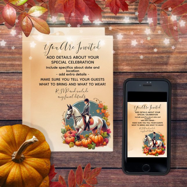 Invitación Halloween Otoño Ecuestre (Enjoy this totally customizable equestrian design!)