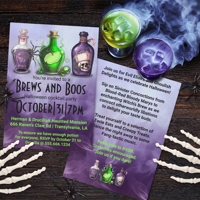 Invitación Halloween para adultos y Fiesta de cócteles Boos (Subido por el creador)