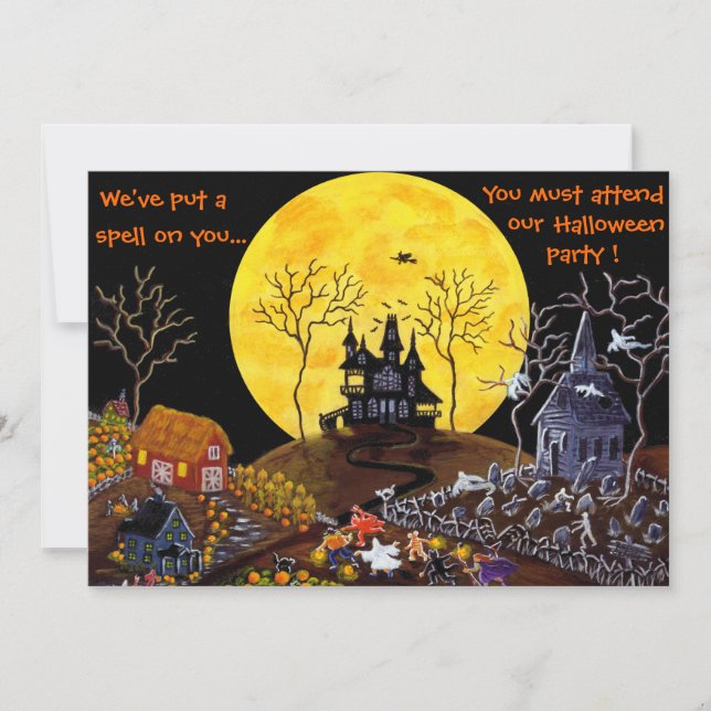 Invitación Halloween, parte, invitaciones, frecuentó, (Anverso)