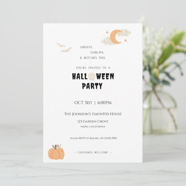 Invitación Halloween Party  (Anverso de pie)