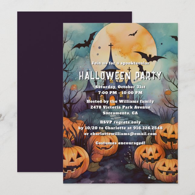 Invitación Halloween Party (Anverso / Reverso)