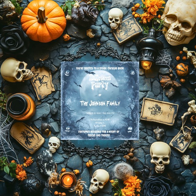 Invitación Halloween Party animado por la luna - Calabazas y  (Subido por el creador)