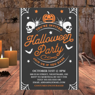 Invitación Halloween Party Black And Naranja Personalizable