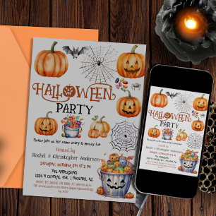 Invitación Halloween Party Calabaza Trick o Trate a niños adu