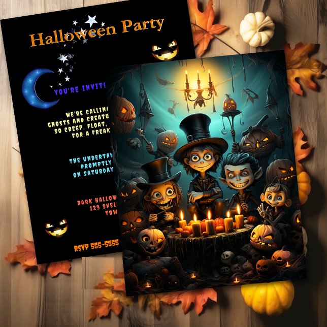 Invitación Halloween Party Creepy Kids Pumpkins Candmes (Subido por el creador)