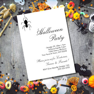 Invitación Halloween Party Cute Spite Black White