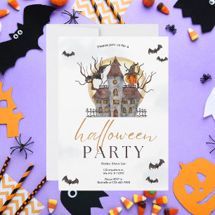 Invitación Halloween Party de acuarela