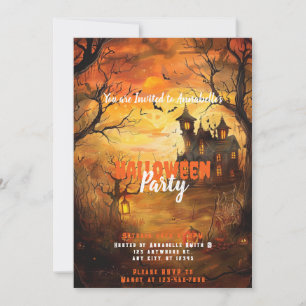 Invitación Halloween Party de Haunty House Jack-o' Lanterns