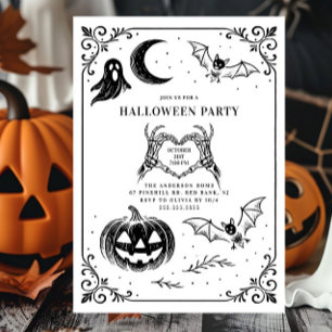 Invitación Halloween Party dibujado a mano