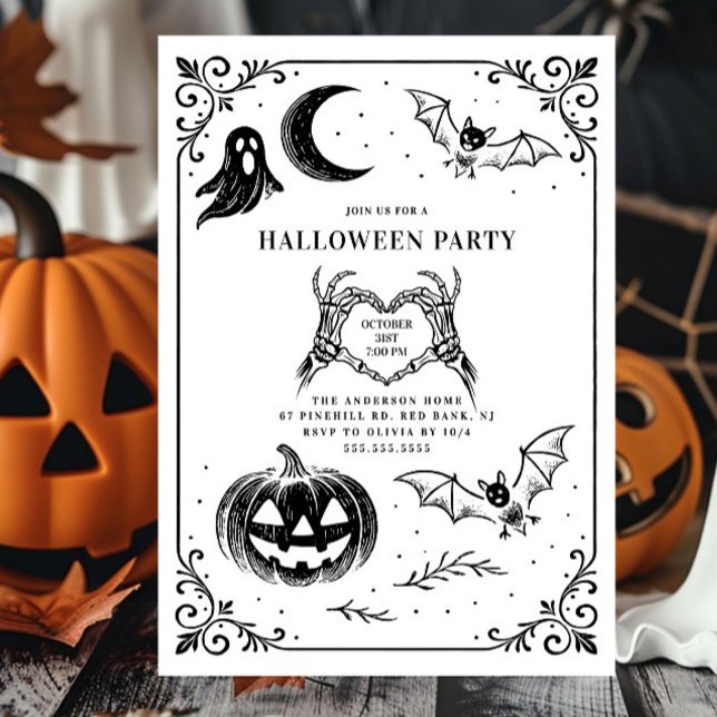 Invitación Halloween Party dibujado a mano (Subido por el creador)