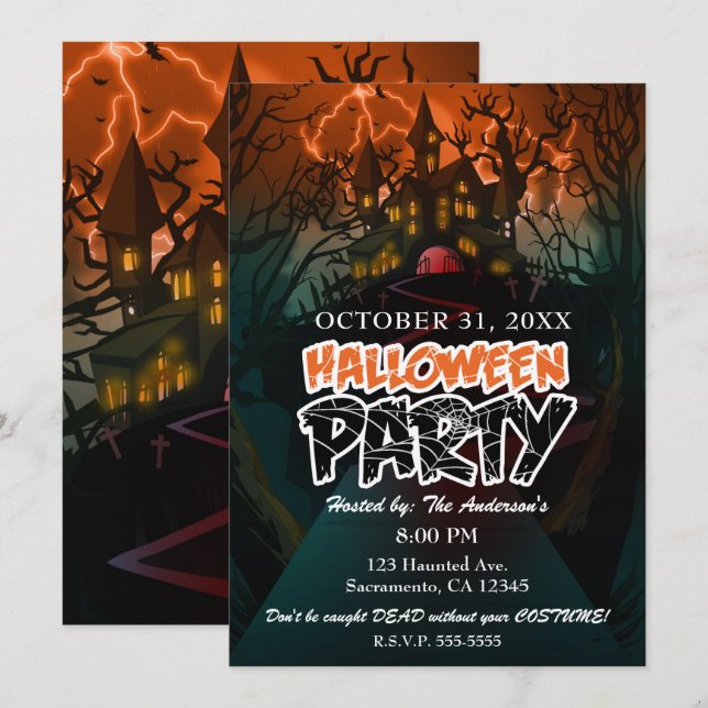 Invitación Halloween Party en el jardín de infancia de la cas (Anverso / Reverso)