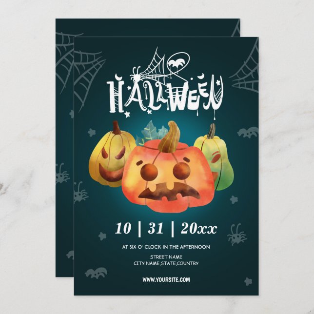 Invitación Halloween Party Event (Anverso / Reverso)