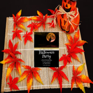 Invitación Halloween Party Fantasy Moon Witch