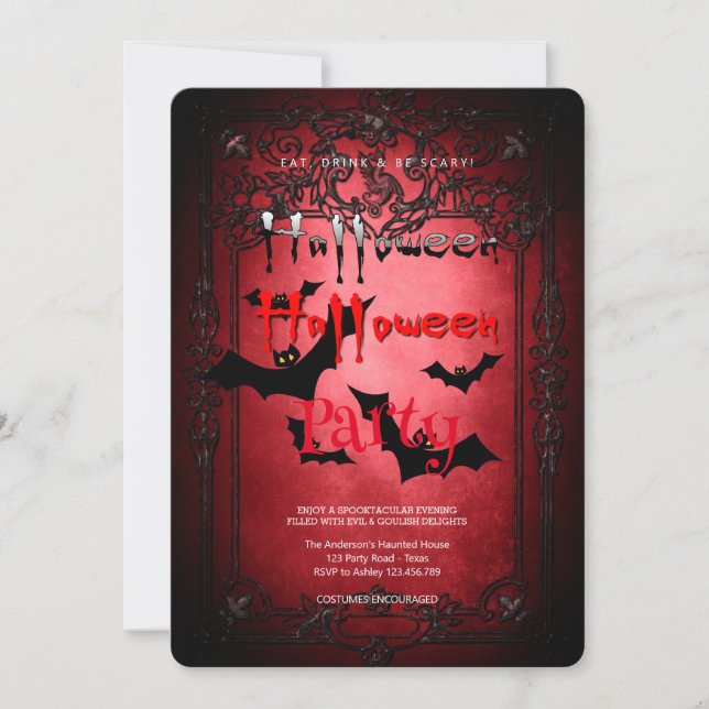 Invitación Halloween Party Gothic (Anverso)