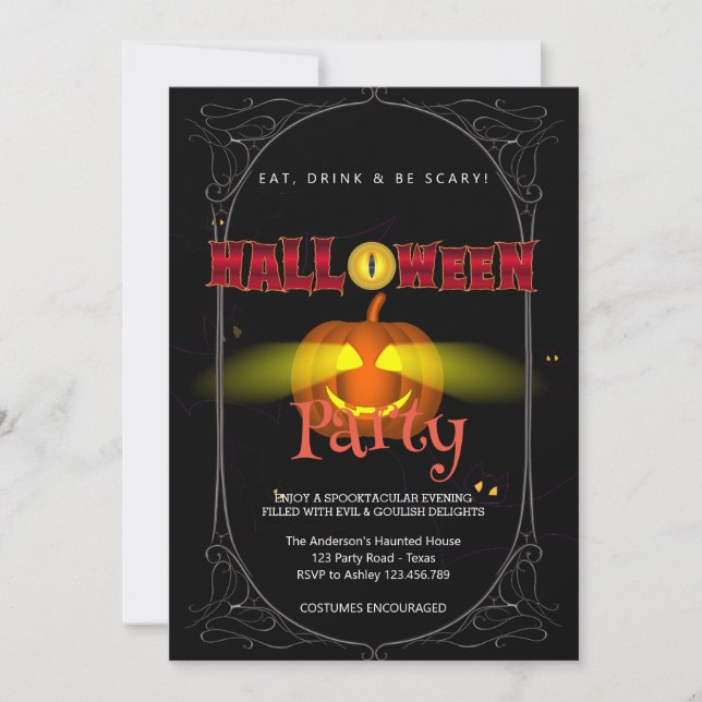 Invitación Halloween Party Gothic Spookkin (Anverso)