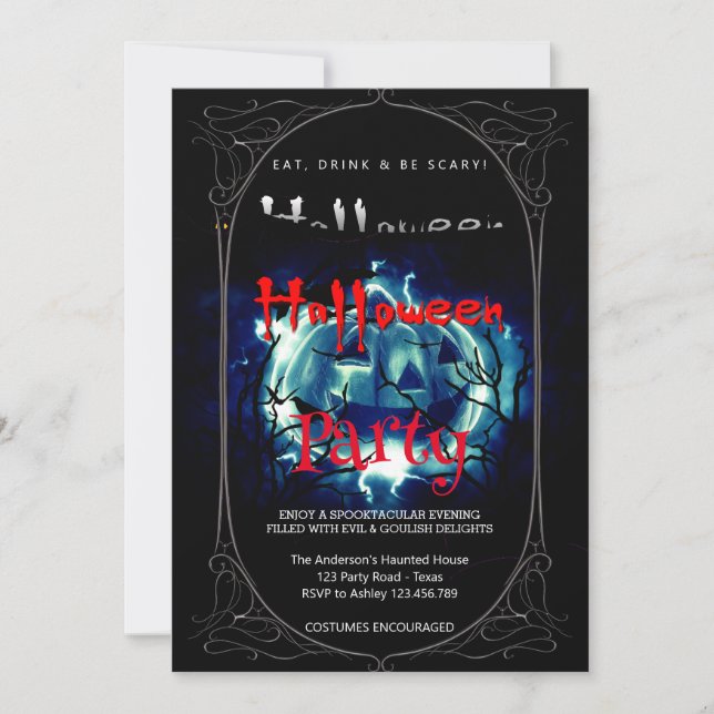 Invitación Halloween Party Gothic Spookkin (Anverso)